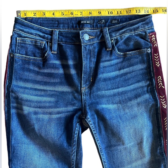 MISS ME Velvet Side Stripe Ankle Skinny Denim Jeans Sz 28 Stretch MSRP $99 Beads - Picture 9 of 14